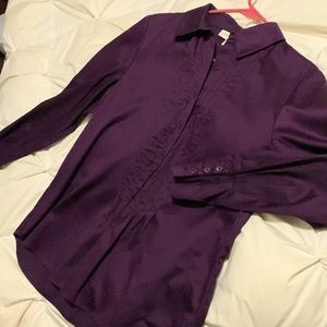 Coldwater Creek M (10/12) pleated button down shirt deep Concord grape